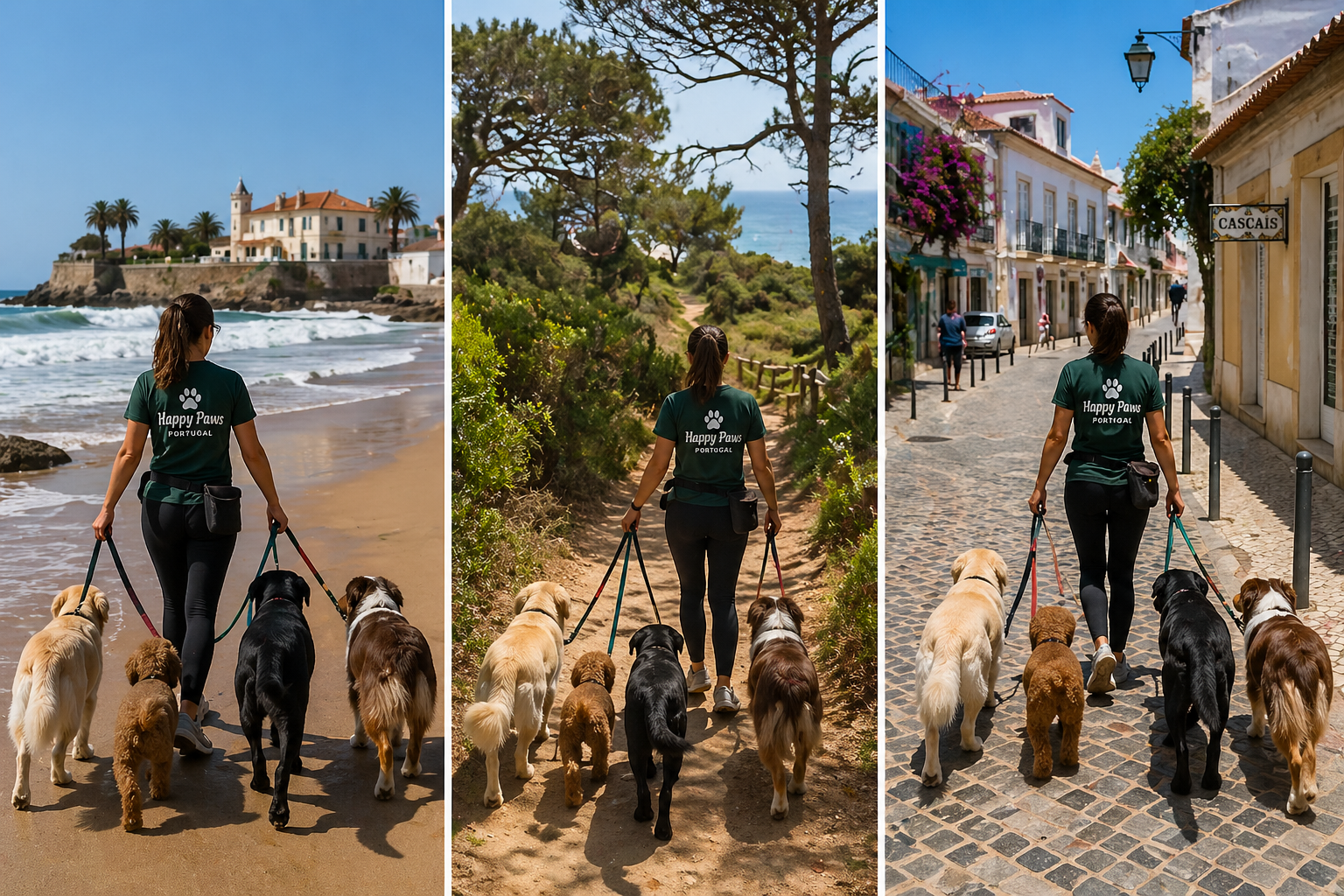 Happy Paws walks across Portuguese beaches, forest trails and Cascais streets